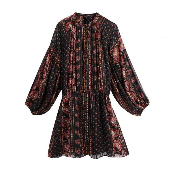 2021 new vintage floral print mini women o-neck long sleeve retro es pleated chic lined usuf, Black;gray
2021 new vintage floral print mini women o-neck long sleeve retro es pleated chic lined usuf, Black;gray