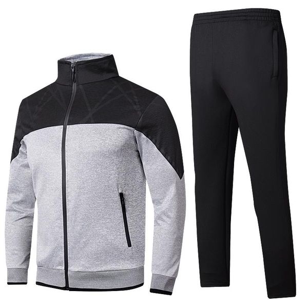 men's tracksuits men casual sportswear set 2 piece suit jacket + pants patchwork clothing asian size l-4xl male spring autumn, Gray 
men's tracksuits men casual sportswear set 2 piece suit jacket + pants patchwork clothing asian size l-4xl male spring autumn, Gray