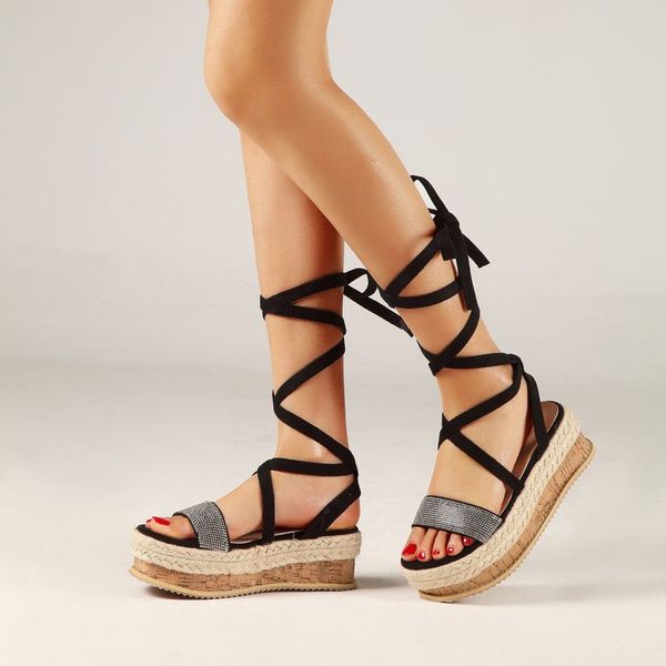 women gladiator sandals summer ankle strap sandals cross-tied platform sandals lace-up hemp ladies casual shoes woman, Black
women gladiator sandals summer ankle strap sandals cross-tied platform sandals lace-up hemp ladies casual shoes woman, Black
