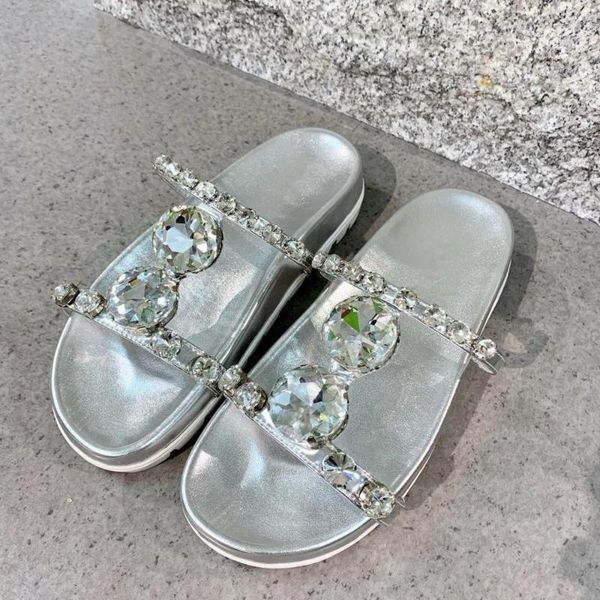 slippers shoes women platform crystal genuine leather outside summer zapatos de mujer designer slides, Black
slippers shoes women platform crystal genuine leather outside summer zapatos de mujer designer slides, Black