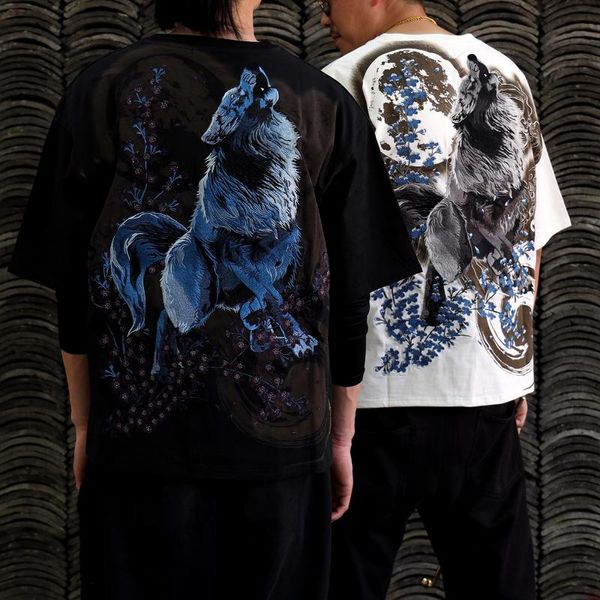 men's t-shirts 2021 light luxury heavy industry wolf king embroidery loose large size short sleeve round neck chinese style t-shirt, White;black
men's t-shirts 2021 light luxury heavy industry wolf king embroidery loose large size short sleeve round neck chinese style t-shirt, White;black