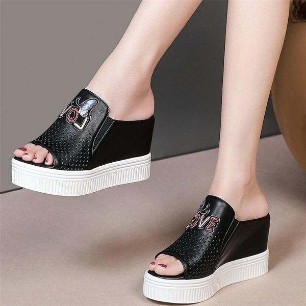 slippers punk women genuine leather wedges high heel mules female summer fashion sneakers peep toe platform gladiator sandals, Black
slippers punk women genuine leather wedges high heel mules female summer fashion sneakers peep toe platform gladiator sandals, Black