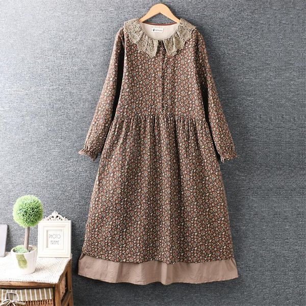 2021 new autumn winter women cotton linen dress japan style fresh embroidery turndown collar floral print loose long dress, Black;gray
2021 new autumn winter women cotton linen dress japan style fresh embroidery turndown collar floral print loose long dress, Black;gray