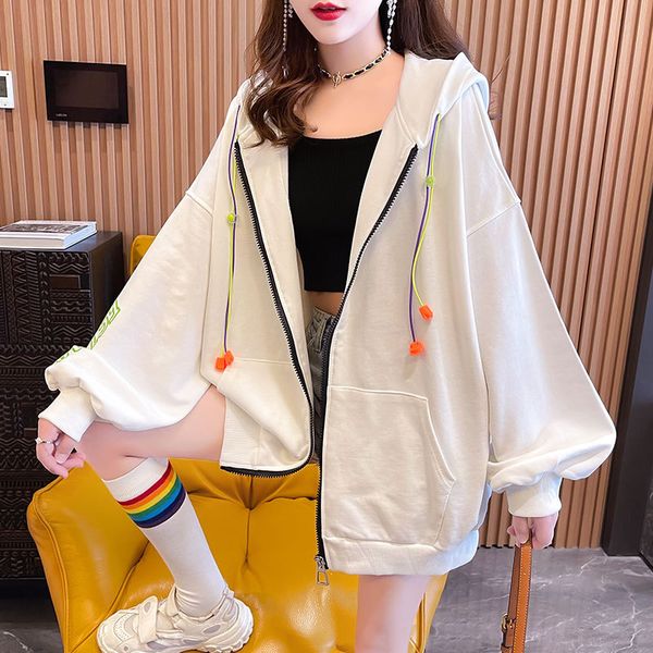 2021 autumn korean solid color sweater loose large women's long sleeved zipper cardigan coat female student, Black
2021 autumn korean solid color sweater loose large women's long sleeved zipper cardigan coat female student, Black