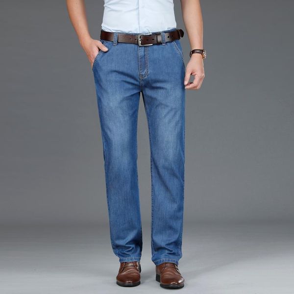 2021 spring/summer luxury mulberry silk lightweight fitted straight jeans business casual men's thin denim jeans, Blue
2021 spring/summer luxury mulberry silk lightweight fitted straight jeans business casual men's thin denim jeans, Blue