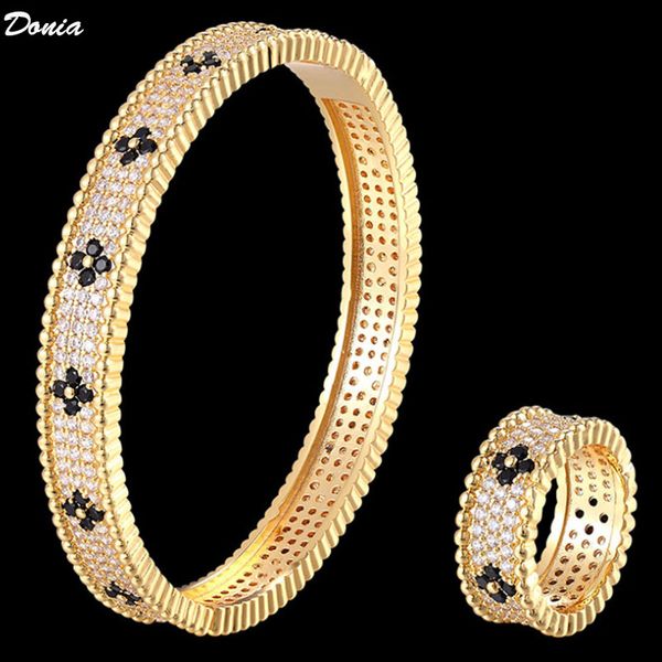 donia jewelry bangle four-leaf flower exaggerated titanium steel micro-inlaid zircon european and american fashion designer gift with bix, Black
donia jewelry bangle four-leaf flower exaggerated titanium steel micro-inlaid zircon european and american fashion designer gift with bix, Black