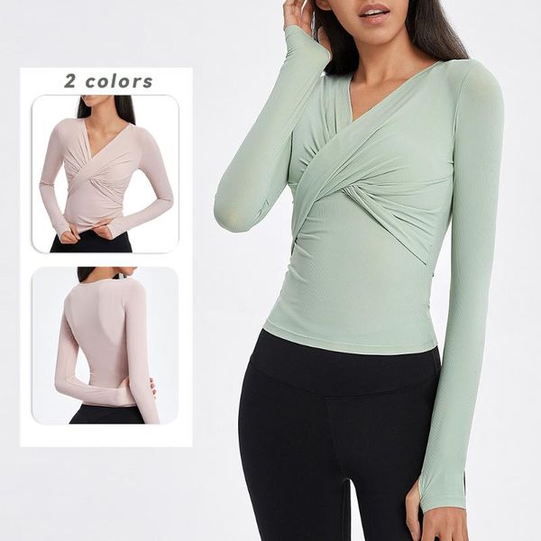yoga outfit autumn women slim fitness long sleeve crop v neck folds breathable naked feels soft workout running shirts for
yoga outfit autumn women slim fitness long sleeve crop v neck folds breathable naked feels soft workout running shirts for