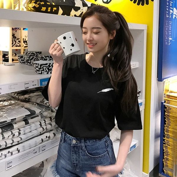2021 new women's short sleeve t-shirt, fresh, soft, simple, ordinary, embroidered feather, university style, loose, large, crew neck, s, White
2021 new women's short sleeve t-shirt, fresh, soft, simple, ordinary, embroidered feather, university style, loose, large, crew neck, s, White