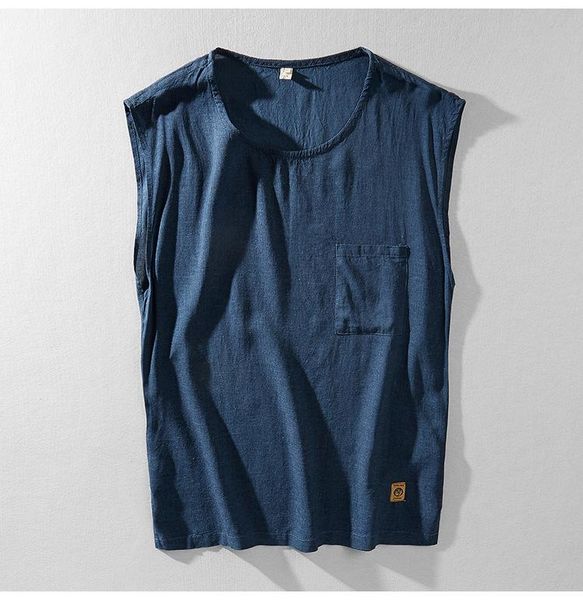 men' tank summer linen casual bottoming breathable solid color youth male tees for men, White;black
men' tank summer linen casual bottoming breathable solid color youth male tees for men, White;black