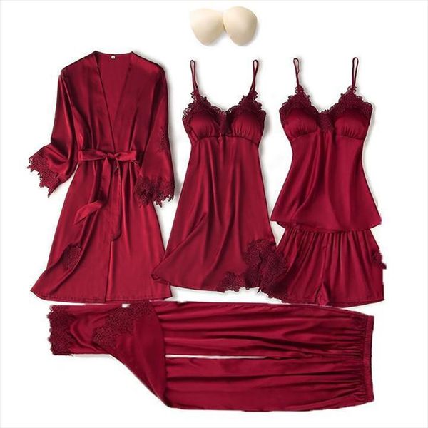 pajama set lace trim women sleepwear satin pyjamas femme summer nightwear with pants casual home wear kimono robe gown pjs, Black;red
pajama set lace trim women sleepwear satin pyjamas femme summer nightwear with pants casual home wear kimono robe gown pjs, Black;red