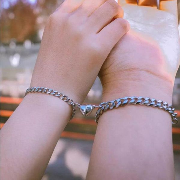 link, chain 2pcs ins heart shaped magnet attraction bracelet for couples vintage cuba men's women's charm jewelry gifts 2021, Black
link, chain 2pcs ins heart shaped magnet attraction bracelet for couples vintage cuba men's women's charm jewelry gifts 2021, Black