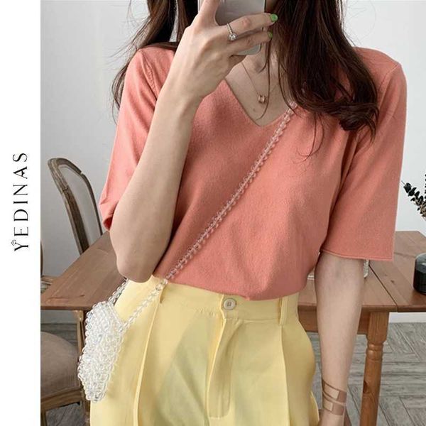 yedinas summer tshirt women knitted short sleeve korean style t-shirt v neck causal tee shirt femme female 210527, White
yedinas summer tshirt women knitted short sleeve korean style t-shirt v neck causal tee shirt femme female 210527, White