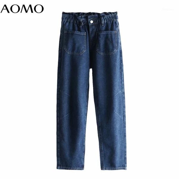 women's jeans aomo 2021 women high waist blue straight pants long trousers strethy pockets female 2x1a 
women's jeans aomo 2021 women high waist blue straight pants long trousers strethy pockets female 2x1a
