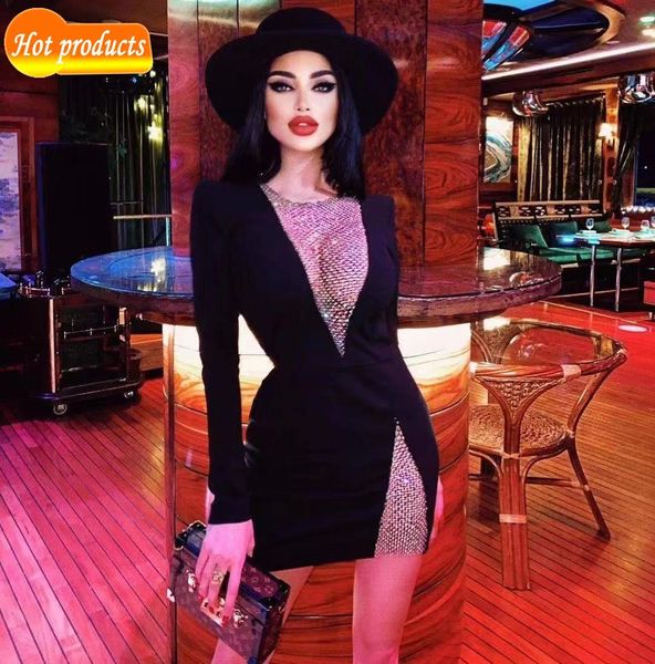 2021 halinfer long neck mesh black diamonds red elegant party dress bandage opvf, Black;gray
2021 halinfer long neck mesh black diamonds red elegant party dress bandage opvf, Black;gray