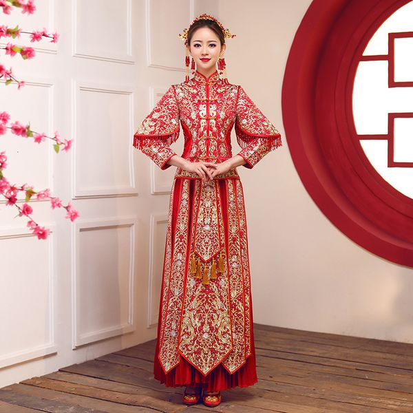 chinese style cheongsam elegant toast abroad traditional bride qipao women dresses n86k, Blue;red
chinese style cheongsam elegant toast abroad traditional bride qipao women dresses n86k, Blue;red