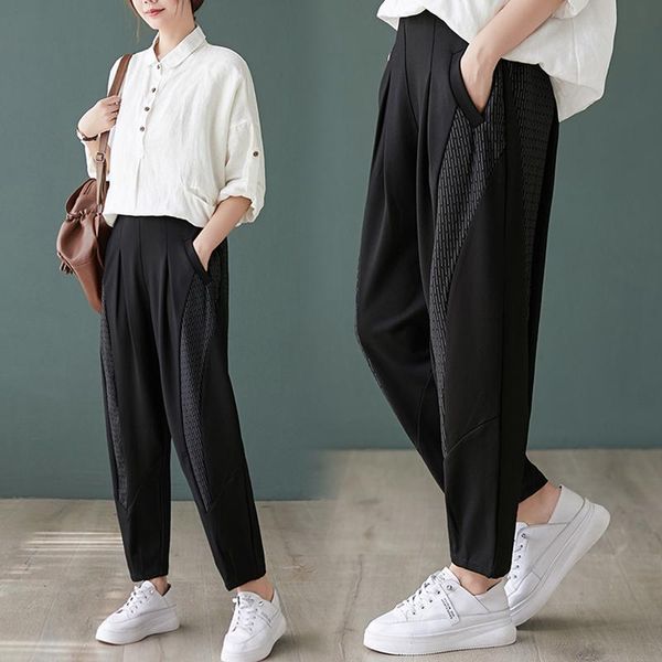 women's pants & capris stitching casual fat mm large semi elastic harlan small leg radish thick long, Black;white
women's pants & capris stitching casual fat mm large semi elastic harlan small leg radish thick long, Black;white