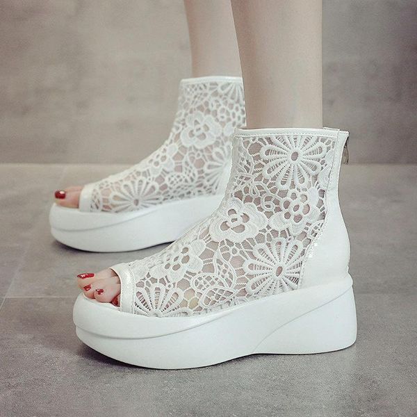 sandals women summer flat platform gadiator peep toe hollow outs white lace flower cool short boots embroidery shoes, Black
sandals women summer flat platform gadiator peep toe hollow outs white lace flower cool short boots embroidery shoes, Black