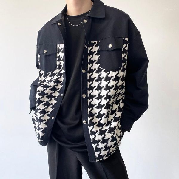 men's jackets korean fashion jacket coat men houndstooth splicing double-breasted turn-down collar outfit over fit retro clothes veste, Black;brown
men's jackets korean fashion jacket coat men houndstooth splicing double-breasted turn-down collar outfit over fit retro clothes veste, Black;brown