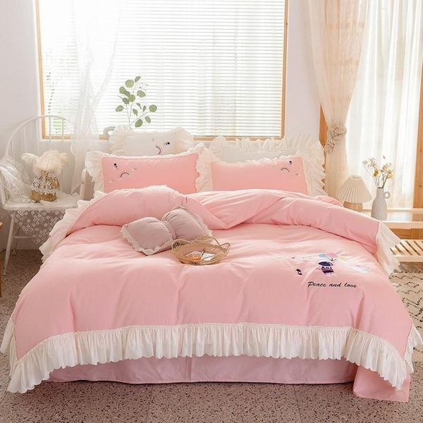 bedding sets white ruffled duvet cover korean princess pink blue 100%cotton soft girl bed sheet set king size 4pcs
bedding sets white ruffled duvet cover korean princess pink blue 100%cotton soft girl bed sheet set king size 4pcs