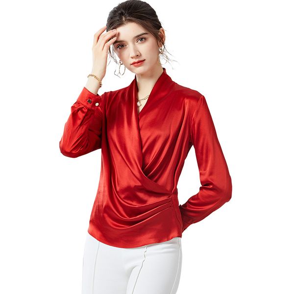 french style silk shirt female long-sleeved design cross v-neck shirt temperament mulberry silk top, White
french style silk shirt female long-sleeved design cross v-neck shirt temperament mulberry silk top, White