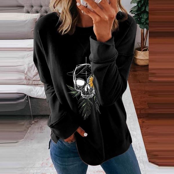 women's hoodies & sweatshirts pullover sweatshirt fashion skull autumn designer loose crewneck long sleeve women clothing sudaderas de, Black
women's hoodies & sweatshirts pullover sweatshirt fashion skull autumn designer loose crewneck long sleeve women clothing sudaderas de, Black