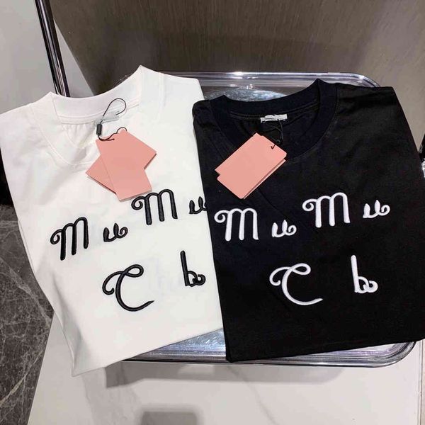 luxury design inschao three dimensional letter embroidered short sleeve t-shirt for women a1, White 
luxury design inschao three dimensional letter embroidered short sleeve t-shirt for women a1, White