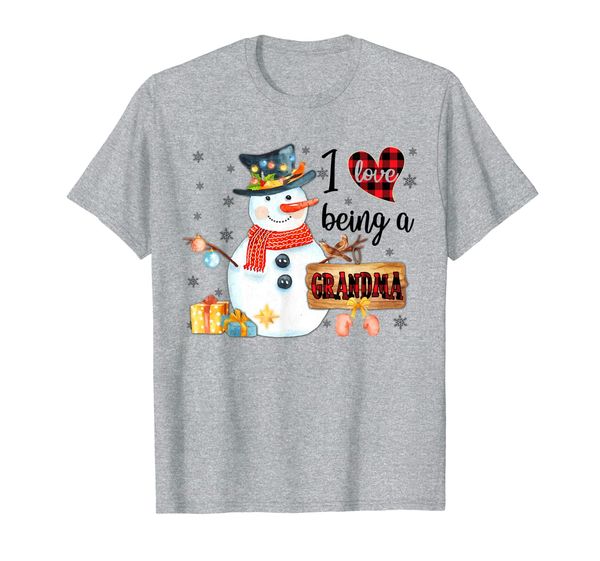 i love being a grandma snowman family funny xmas gifts t-shirt, White;black