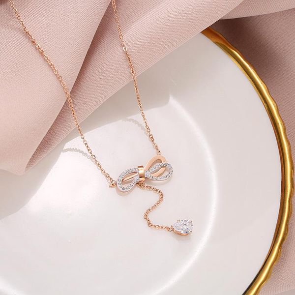 chains shijia tassel bowknot titanium steel necklace female 18k rose gold non-fading net red with jewelry temperament clavicle chain, Silver
chains shijia tassel bowknot titanium steel necklace female 18k rose gold non-fading net red with jewelry temperament clavicle chain, Silver
