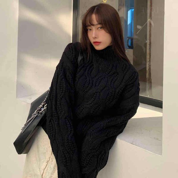 women's long sved high neck sweater, autumn and winter, loose, korean version, White;black
women's long sved high neck sweater, autumn and winter, loose, korean version, White;black