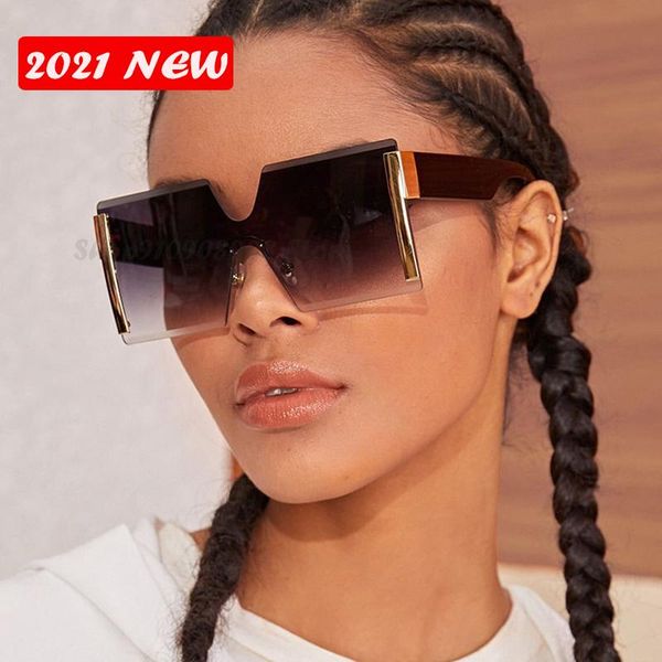 2021 big frame oversize sunglasses women brand designer rimless square shades vintage fashion gradient clear sun glasses e693, White;black
2021 big frame oversize sunglasses women brand designer rimless square shades vintage fashion gradient clear sun glasses e693, White;black