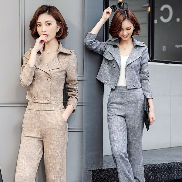 spring and korean autumn fashion women's temperament was thin waist jacket high leg width nine pants two parts/set avia, Gray
spring and korean autumn fashion women's temperament was thin waist jacket high leg width nine pants two parts/set avia, Gray