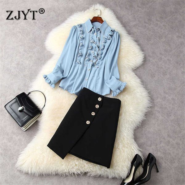 runway designers spring women outfits elegant office lady beading ruffles shirt and irregular skirt suit 2piece set 210601, White
runway designers spring women outfits elegant office lady beading ruffles shirt and irregular skirt suit 2piece set 210601, White