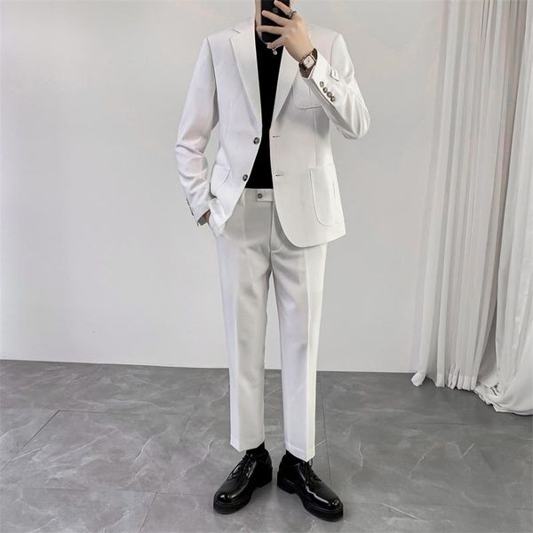 men's suits & blazers 21 spring and summer lapel korean slim cool suit two piece casual pants thin, White;black
men's suits & blazers 21 spring and summer lapel korean slim cool suit two piece casual pants thin, White;black