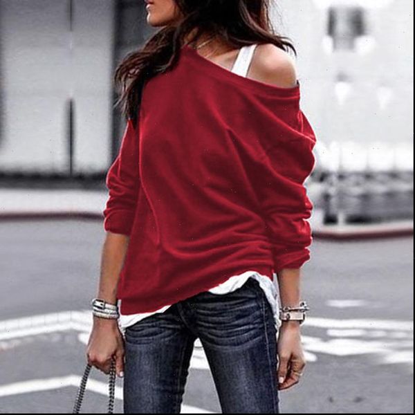 autumn women blouse women long sleeve shirt one shoulder solid shirt spring fashion skew collar loose blouse women top, White
autumn women blouse women long sleeve shirt one shoulder solid shirt spring fashion skew collar loose blouse women top, White