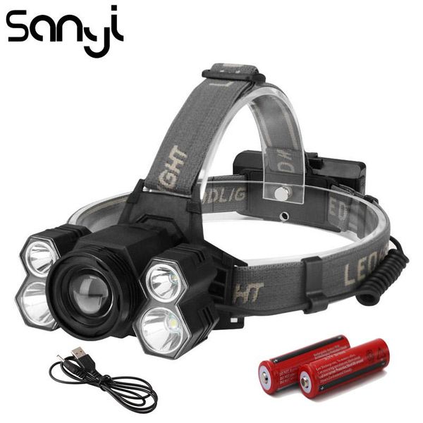 sanyi super bright 5 modes headlight 3*t6+2*xpe head lamp power by 2* 18650 batteries head torch usb rechargeable
sanyi super bright 5 modes headlight 3*t6+2*xpe head lamp power by 2* 18650 batteries head torch usb rechargeable