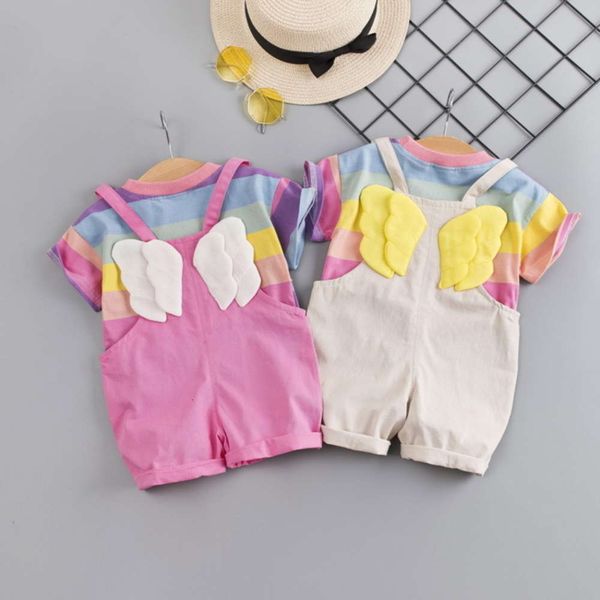 spring, and autumn girls' suspenders set rainbow short sleeve angel wings baby two piece summer suit, Blue
spring, and autumn girls' suspenders set rainbow short sleeve angel wings baby two piece summer suit, Blue