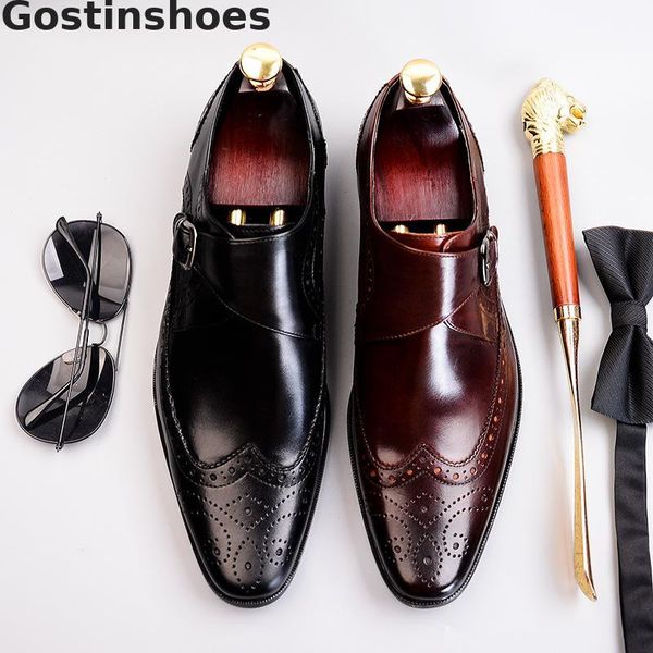 dress shoes italy design mens genuine leather single buckle strap monk formal derby men cut-out wing tip man, Black
dress shoes italy design mens genuine leather single buckle strap monk formal derby men cut-out wing tip man, Black