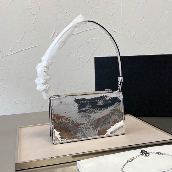 2022 women silver handbags shoulder bags luxury mini mirror purses shiny baguettes patent leather silver hobos fashion designer saddles unde
2022 women silver handbags shoulder bags luxury mini mirror purses shiny baguettes patent leather silver hobos fashion designer saddles unde