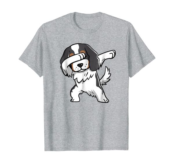 tricolor cavalier king charles spaniel dog dabbing t-shirt, White;black
tricolor cavalier king charles spaniel dog dabbing t-shirt, White;black