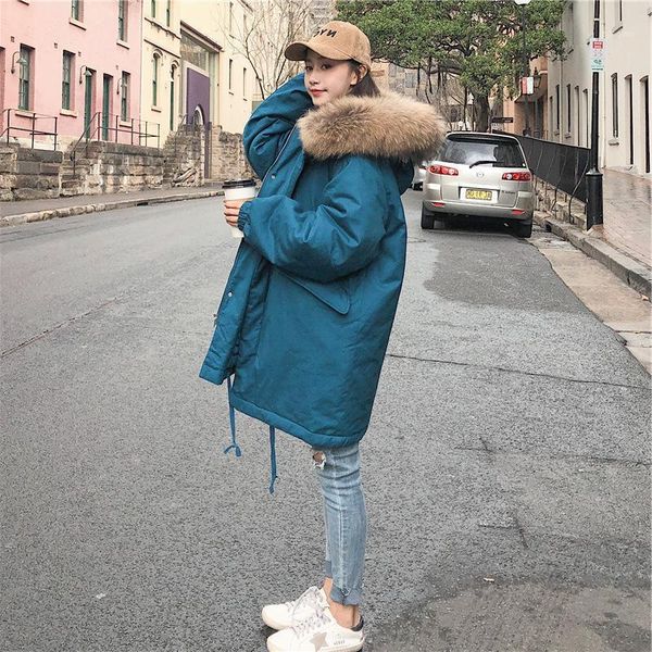 women's down & parkas korean cotton jacket 2021 style large fur collar long loose warm winter coat padded clothing fashion, Black
women's down & parkas korean cotton jacket 2021 style large fur collar long loose warm winter coat padded clothing fashion, Black