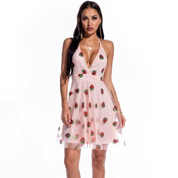 luxury evening party dresses v-neck sling strawberry sequin, Black
luxury evening party dresses v-neck sling strawberry sequin, Black