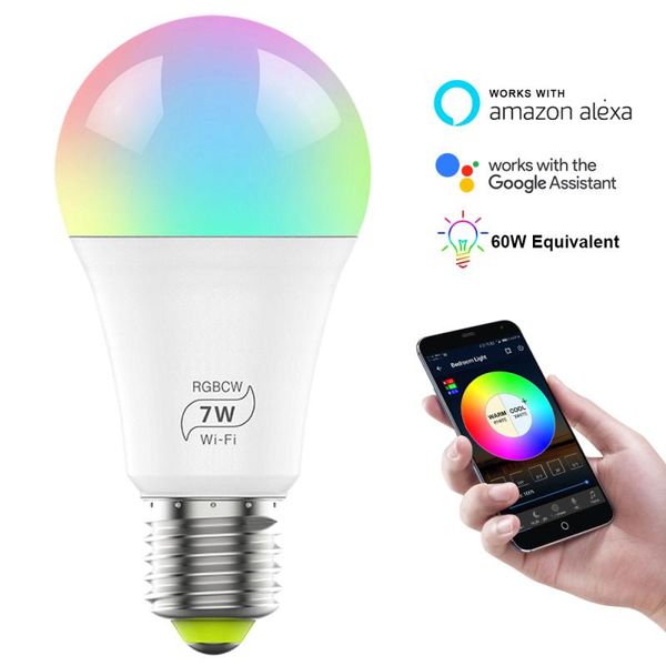 bulbs 1/2/3/4 pcs e27 dimmable led lamp 7w wifi smart light bulb rgb voice control work with alexa google home
bulbs 1/2/3/4 pcs e27 dimmable led lamp 7w wifi smart light bulb rgb voice control work with alexa google home