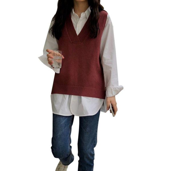 women's vests autumn sweater vest women v-neck sleeveless knitted pullover female jumper pull, Black;white
women's vests autumn sweater vest women v-neck sleeveless knitted pullover female jumper pull, Black;white