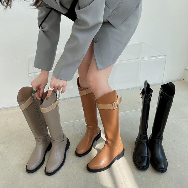 boots brand women buckle knight brown ladies soft pu leather long boot round toe slip on knee-high shoes, Black
boots brand women buckle knight brown ladies soft pu leather long boot round toe slip on knee-high shoes, Black