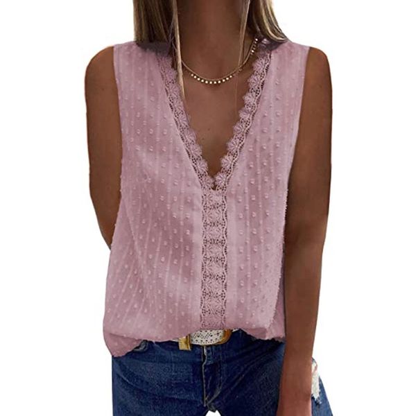 summer women lace tanks solid color floral v neck casual loose sleeveless shirts blouses, White
summer women lace tanks solid color floral v neck casual loose sleeveless shirts blouses, White