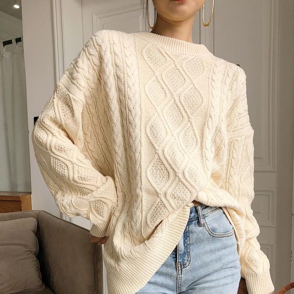 women's sweaters loose vintage thick flower harajuku 2021 women pullovers sweater oversize knitting elegant casual solid minimalist 100, White;black
women's sweaters loose vintage thick flower harajuku 2021 women pullovers sweater oversize knitting elegant casual solid minimalist 100, White;black