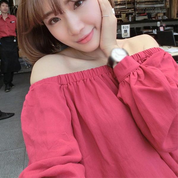 women's t-shirt summer office home casual soft long sleeve off shoulder shopping solid women, White
women's t-shirt summer office home casual soft long sleeve off shoulder shopping solid women, White