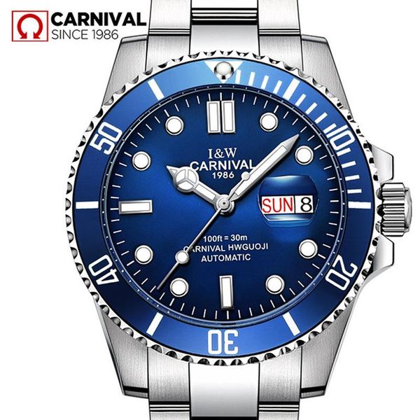 wristwatches carnival fashion men's luminous pointer waterproof business calendar stainless steel strap automatic watches reloj hombre, Slivery;brown
wristwatches carnival fashion men's luminous pointer waterproof business calendar stainless steel strap automatic watches reloj hombre, Slivery;brown