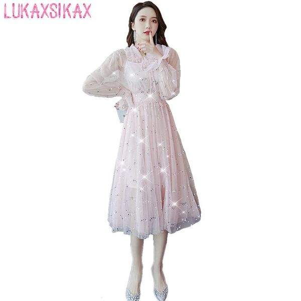 casual dresses 2021 spring autumn women long sleeve dress sequined mesh elegant elastic waist slim, Black;gray
casual dresses 2021 spring autumn women long sleeve dress sequined mesh elegant elastic waist slim, Black;gray