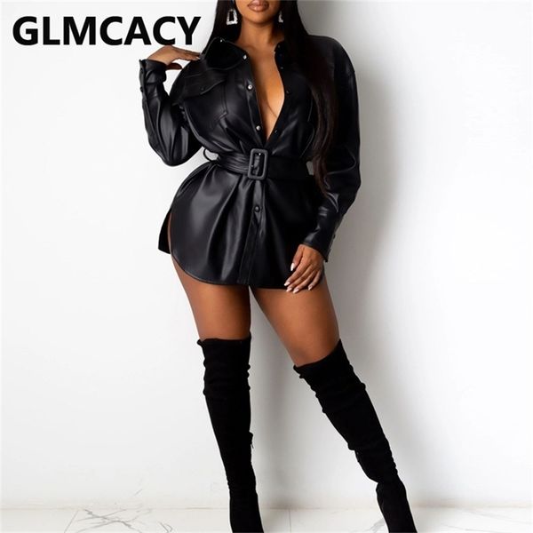 women long sleeve buckle belted shirts pu leather blouse shirt 210730, White
women long sleeve buckle belted shirts pu leather blouse shirt 210730, White